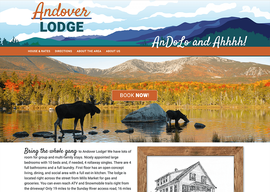 Screenshot of the Andover Lodge website.